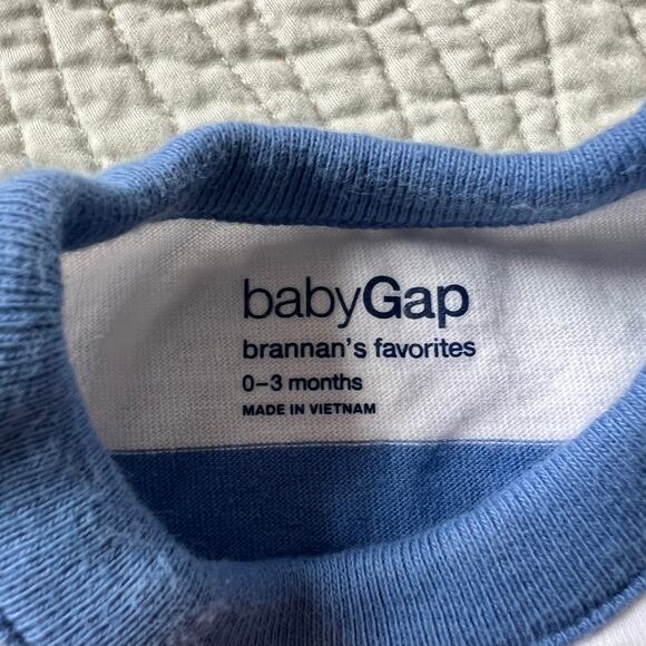 Baby Gap Brannan Bear Stripe Bodysuit Blue Size 0-3 Months - Picture 6 of 8